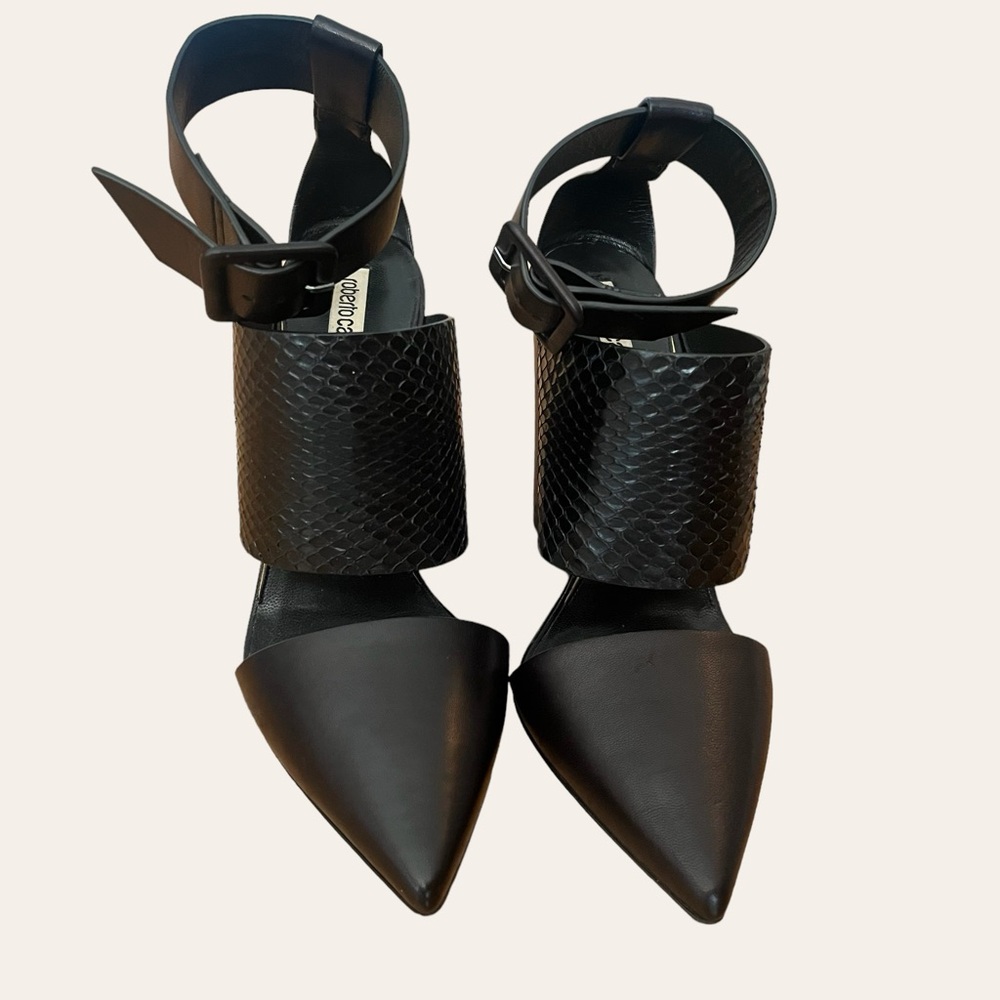 Roberto Cavalli black wedge heel